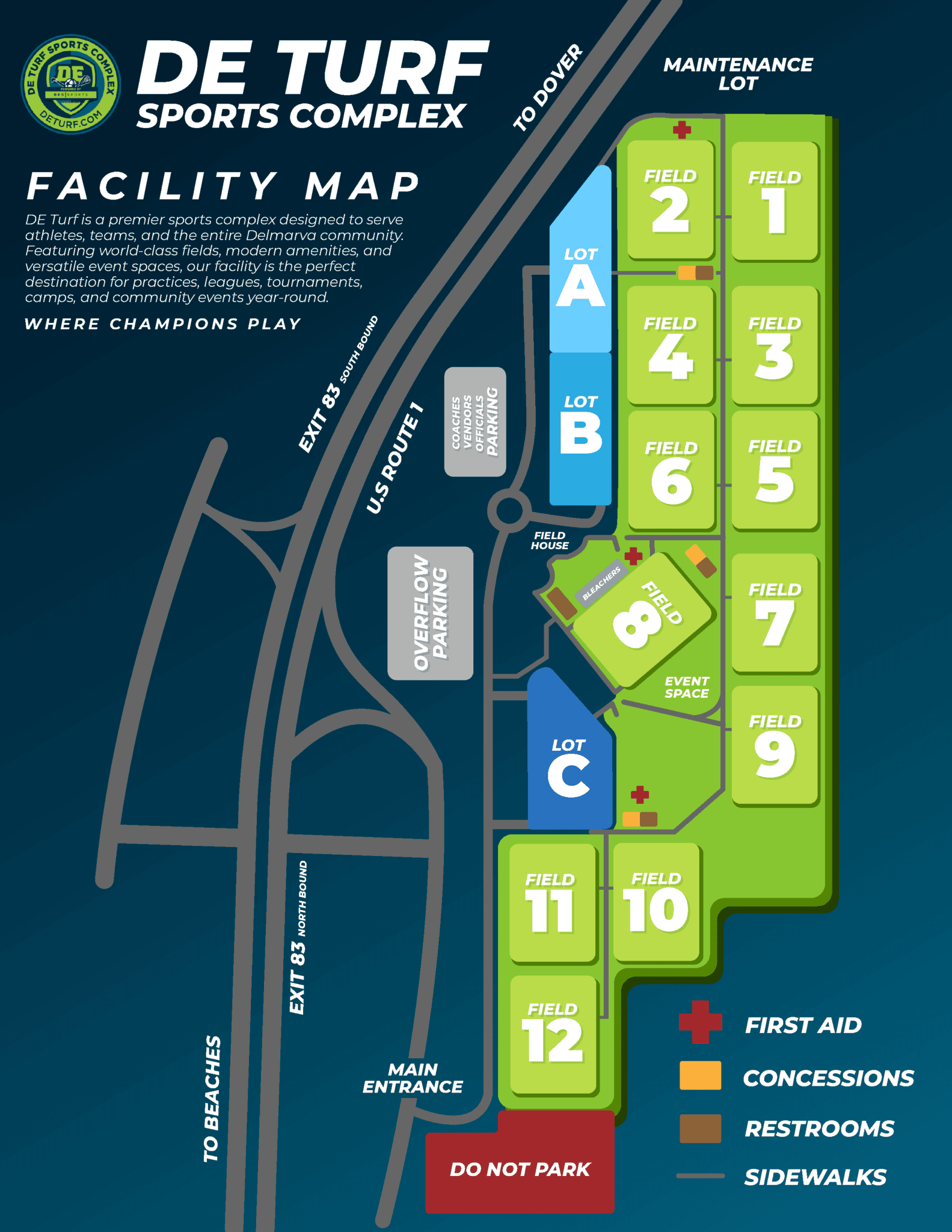 Facility Map - DE Turf Sports Complex